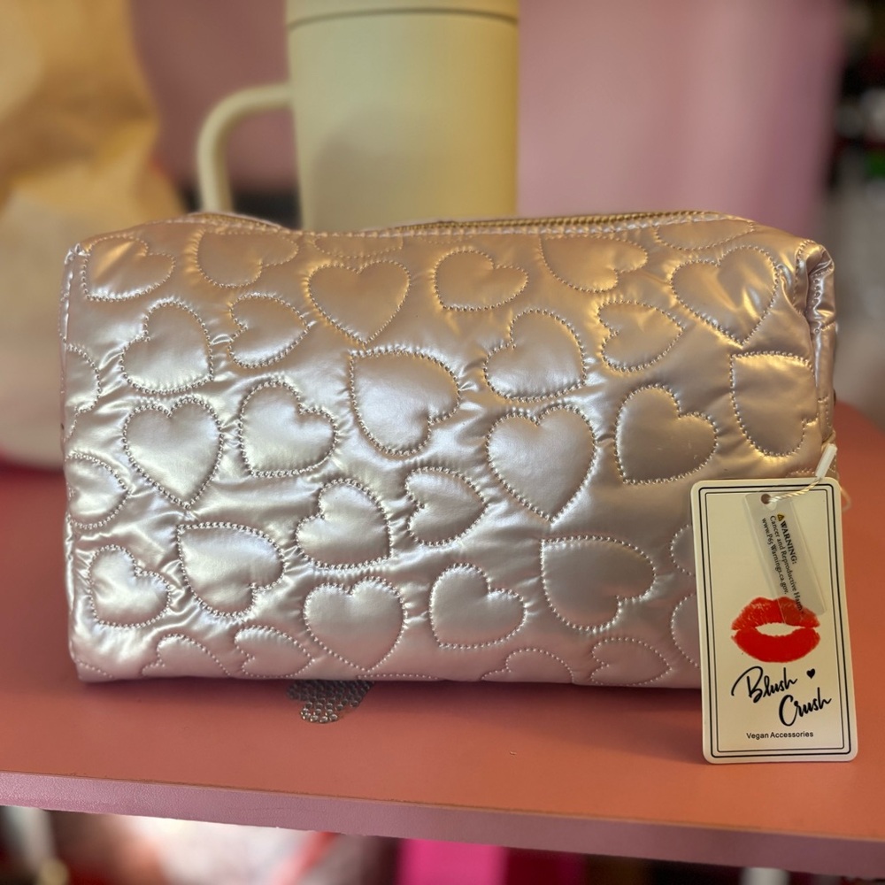 Heart Cosmetic Bag - Light Pink